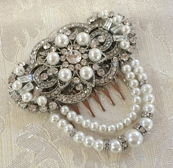 Pearl Bridal Hair Comb: Vintage Crystal Wedding Hair 