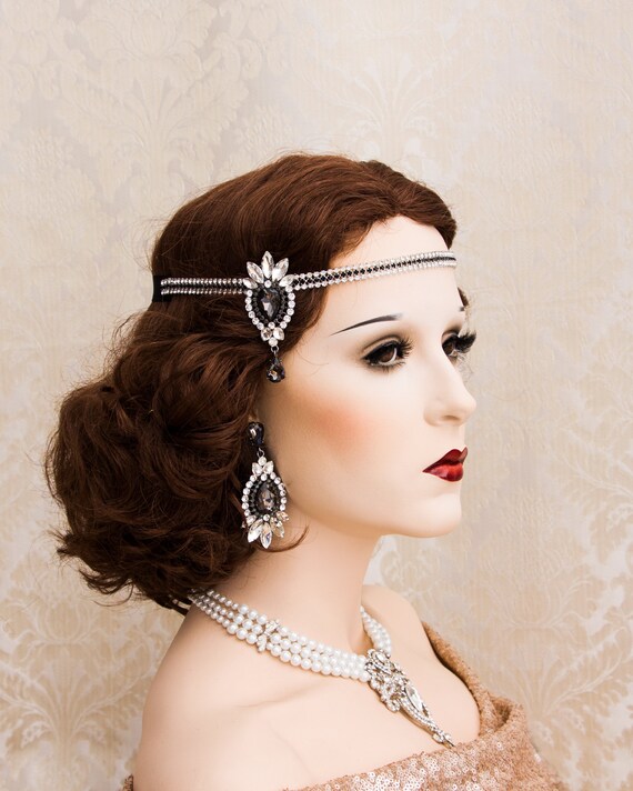 Rose Gold Rhinestone Gatsby Headband: Art Deco Headpiece - Etsy display picture 1