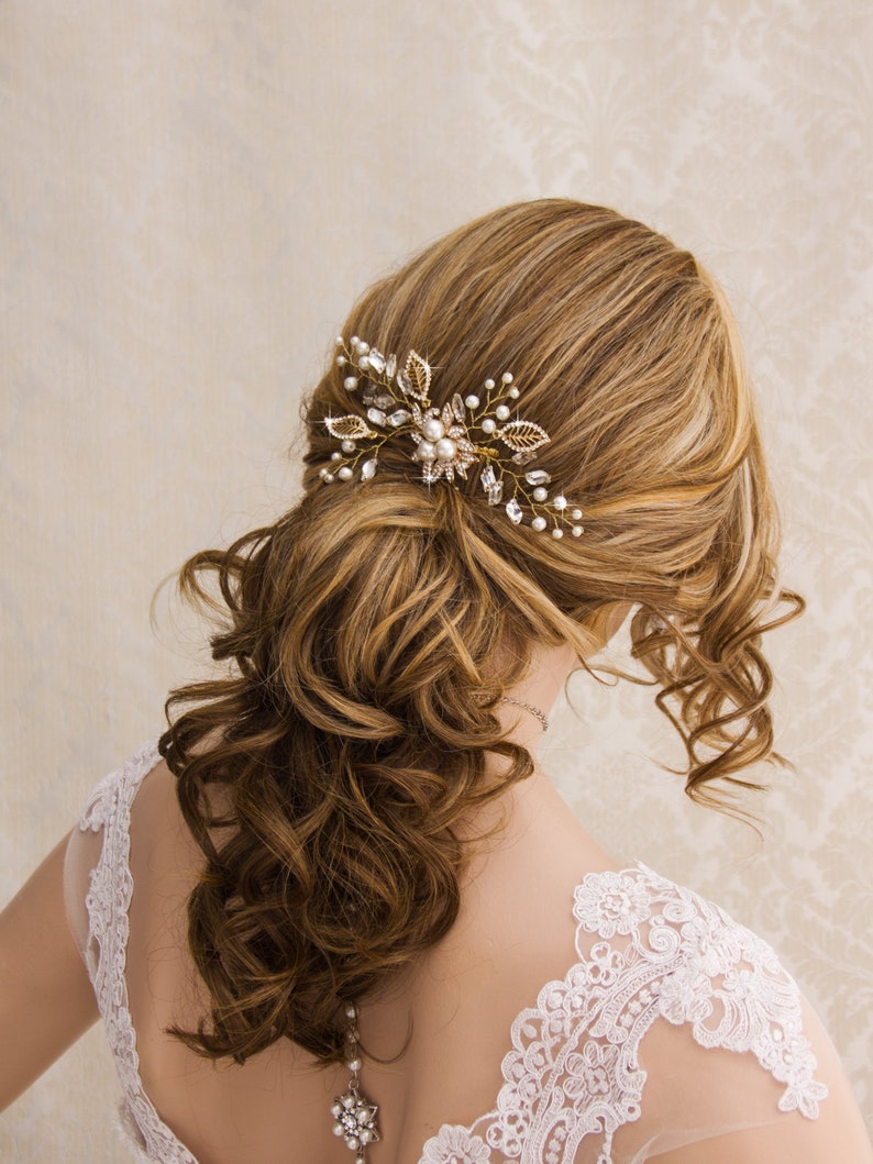 Decorative Gold Wedding Hair Comb Crystal and Pearl Hair Comb Etsy