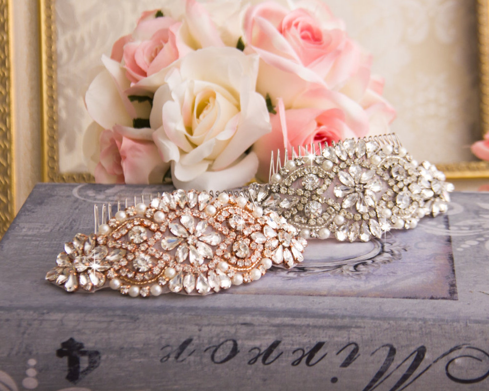 Kristall-Haarkamm Braut & Festtags-Schmuck – Mehrfarbig, Handgefertigt, Für Hochzeit & Partys