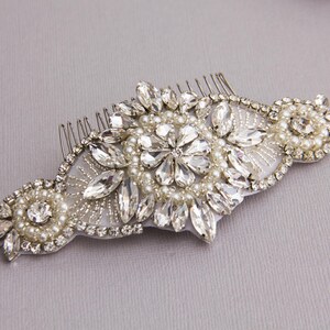 Rhinestone Pearl Bridal Hair Comb: Crystal Wedding Headpiece