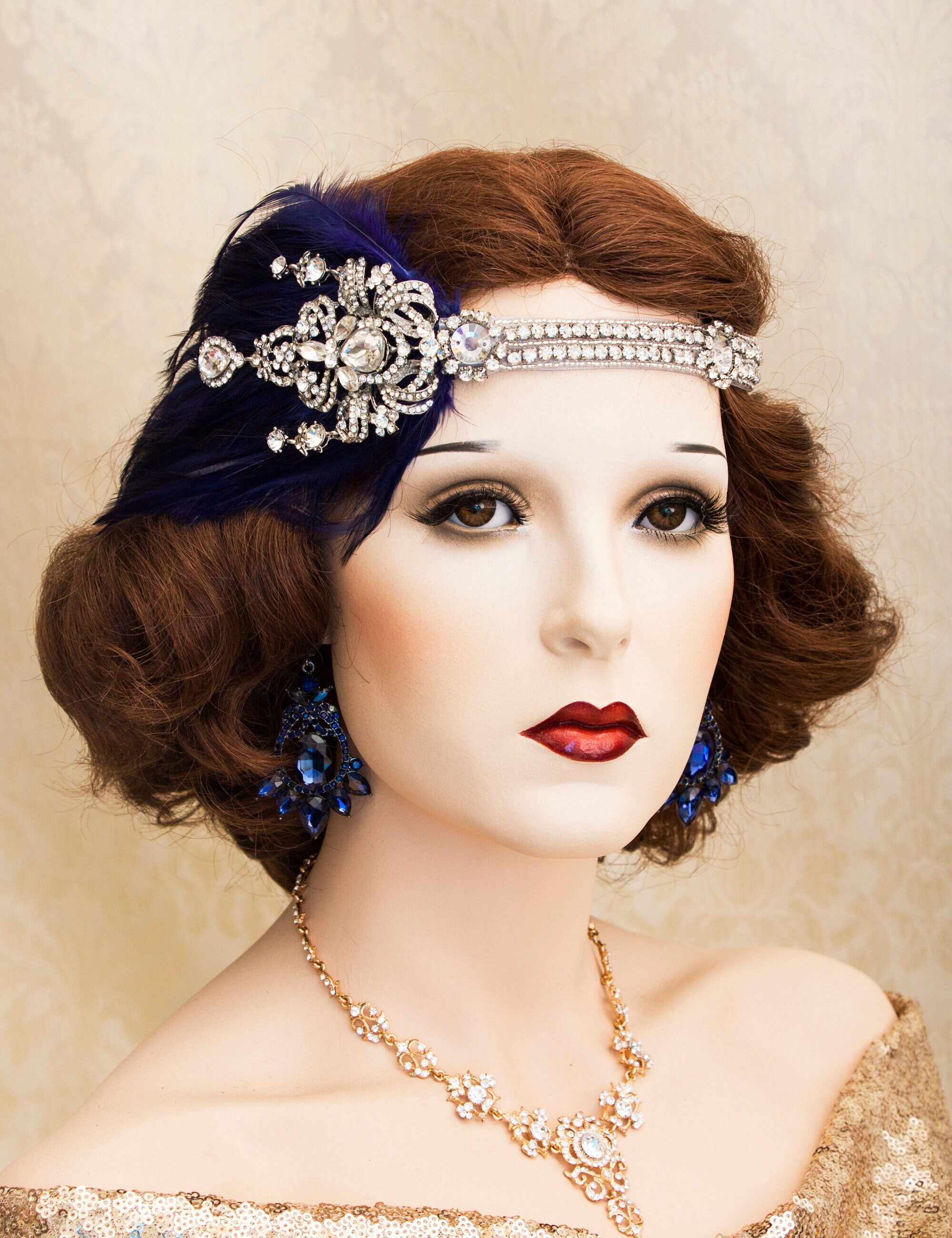 Mitaines De Soirée Femme Style Années 1920 – Avec Chaîne Papillon, Pour Mariage, Fête