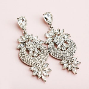 Silver Earrings Art Deco Gatsby Earrings Roaring 20s Jewelry Flapper Accessories 1920s Earrings