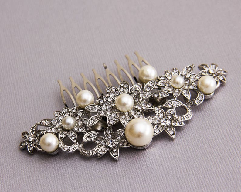 Pearl and Crystal Hair Comb Bridal Hair Comb Wedding Hair Comb Bridal Hair Jewelry Crystal Hair comb Rhinestone Haircomb Bridal Head Piece
