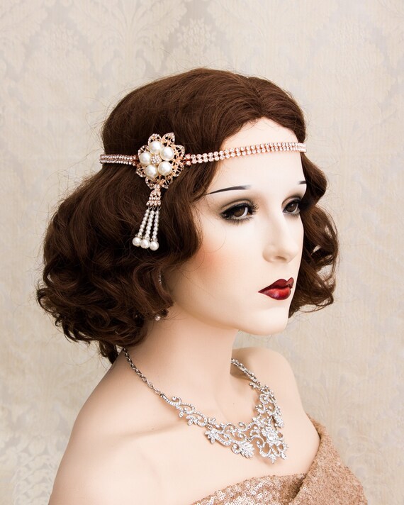 Rose Gold Flapper Headband Great Gatsby Headband Art Deco Accessories Roaring 1920 s Headpiece Gatsby Hair Accessories Etsy Australia