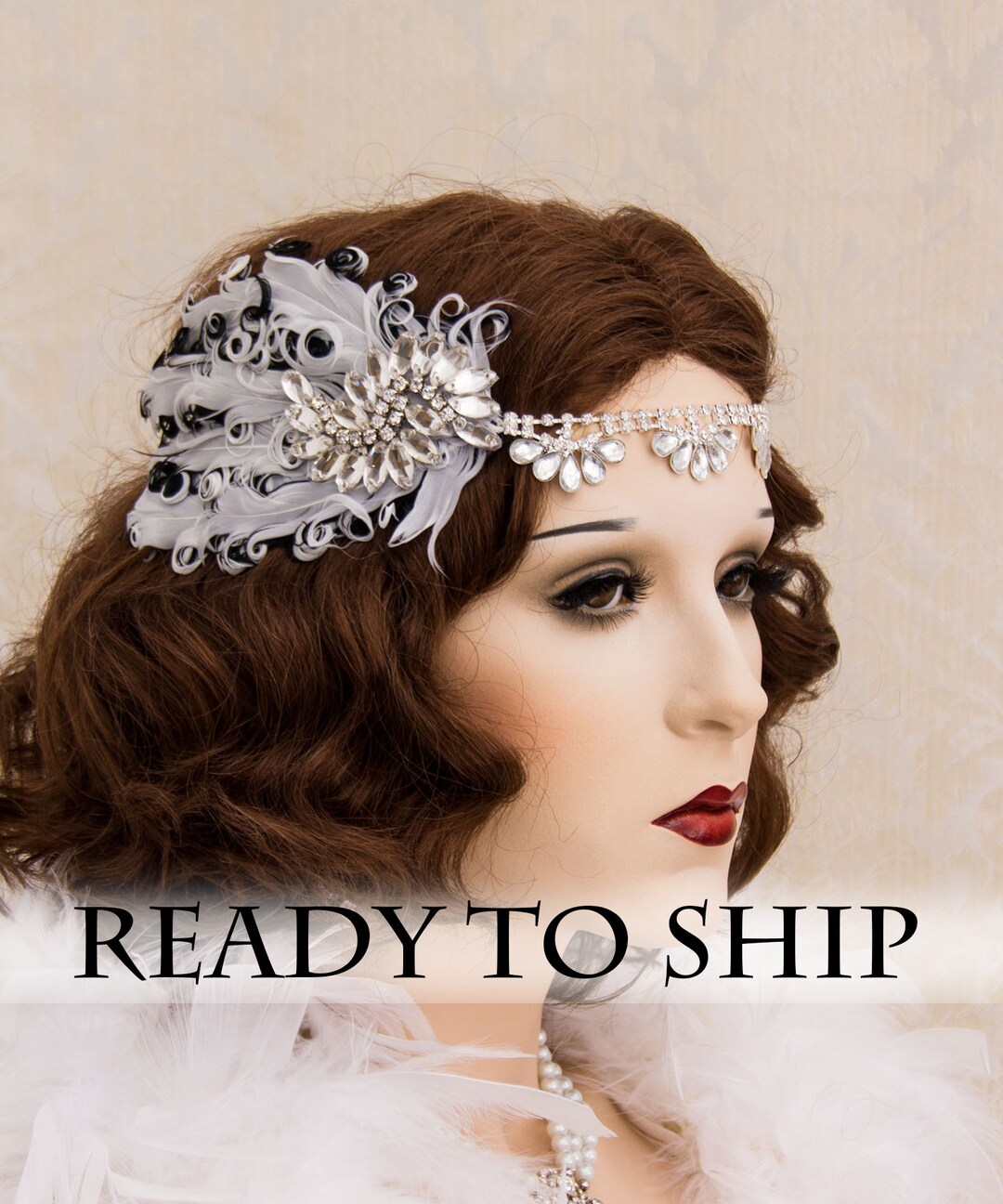 1920s Flapper Headbands Feather Headpiece Great Gatsby Etsy