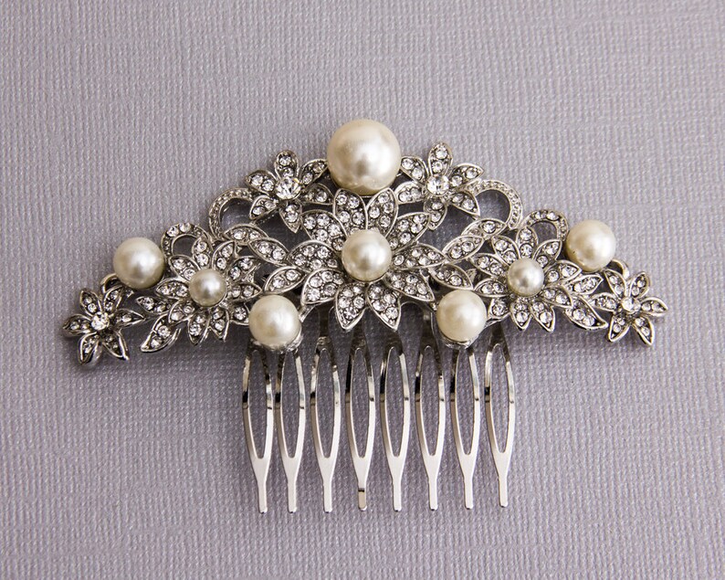 Pearl and Crystal Hair Comb Bridal Hair Comb Wedding Hair Comb Bridal Hair Jewelry Crystal Hair comb Rhinestone Haircomb Bridal Head Piece