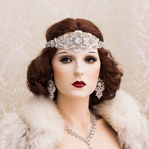 Great Gatsby inspired Headband, Art Deco Headpiece, Art Deco Hair Accessory, Flapper Accessories, Crystal Earrings