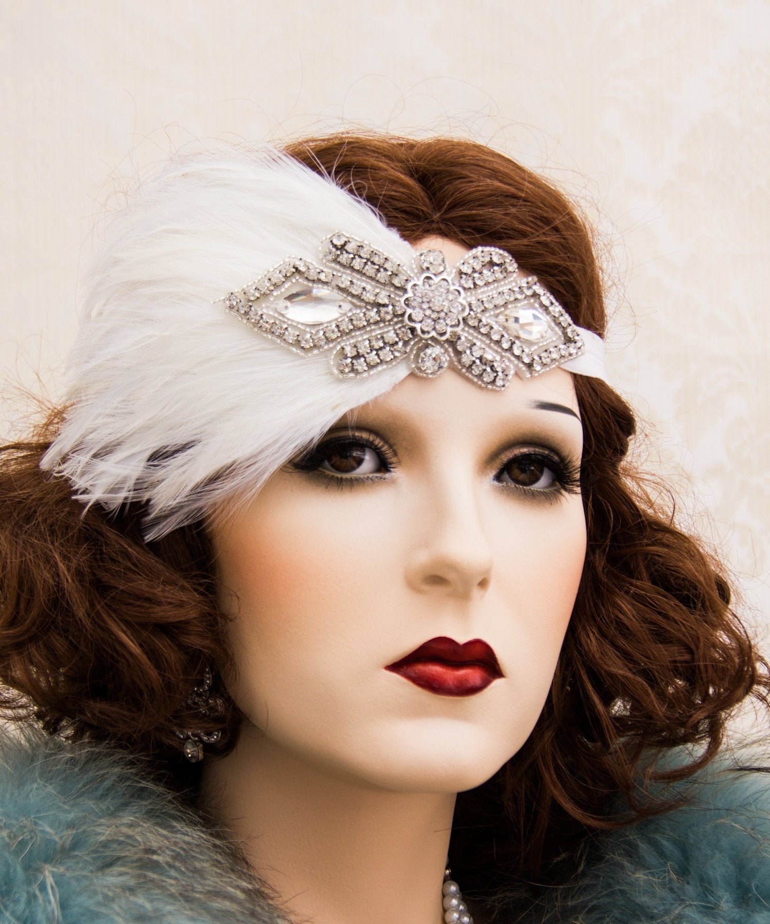1920s Flapper Headbands Feather Headpiece Great Gatsby Headpiece Roaring Twenties Party White Feather Hair Accessories Etsy Canada