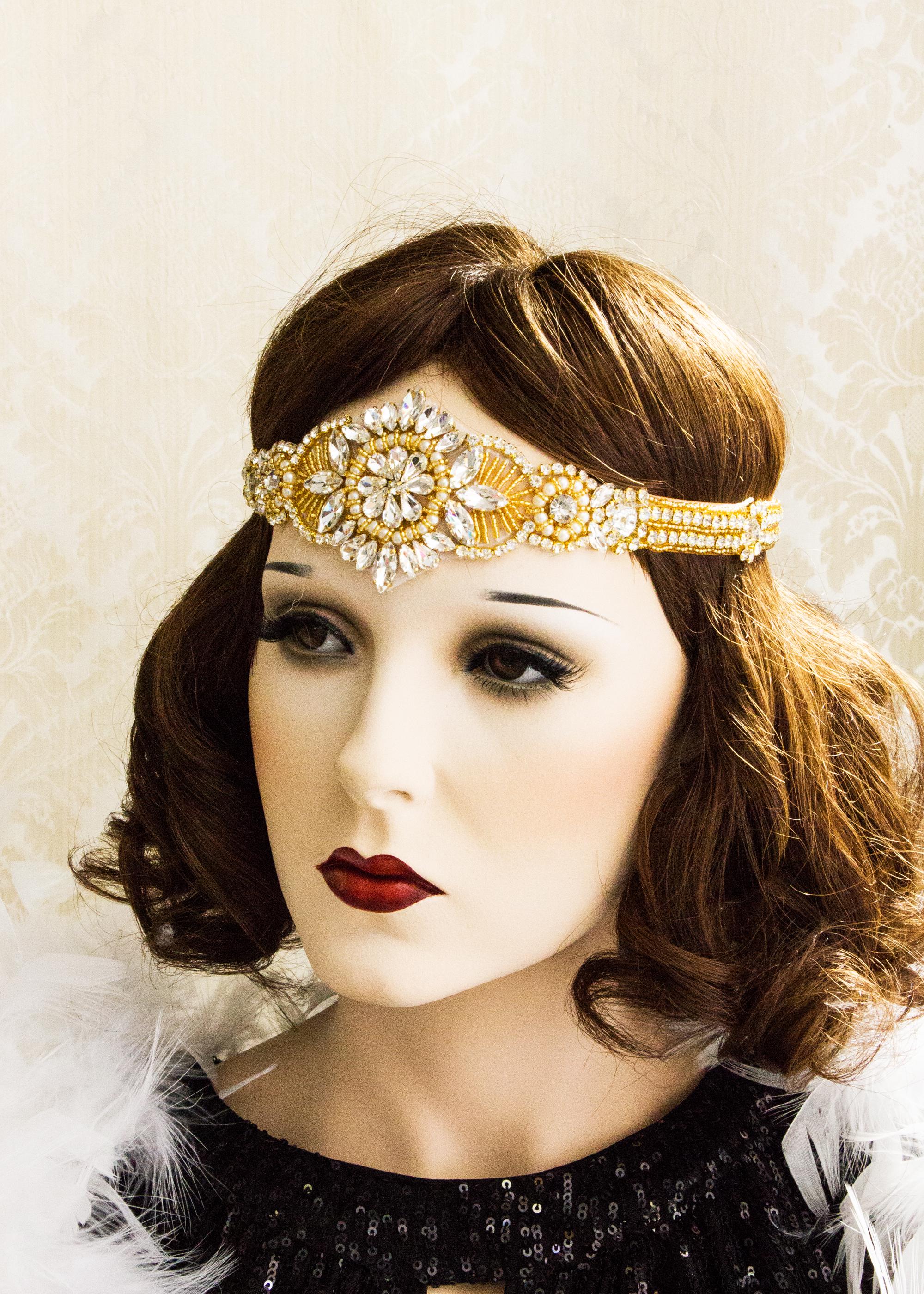 Rose Gold Art Deco Headband, Gatsby Headband, Art Deco Hair