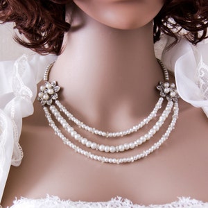 Wedding Necklace Zirconia Swarovski Pearl Necklace Wedding Jewelry Bridesmaid Bridal Jewelry Statement Jewelry bridesmaid Necklace