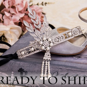 Silver Flapper Headband Great Gatsby Headband Great Gatsby Costume 1920&#39;s Headband Wedding Headband Bridal Headpiece