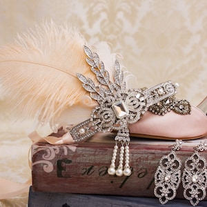 Art Deco Stirnband, Great Gatsby Stirnband, Strass Feder Stirnband, Roaring 1920er Jahre Kopfschmuck, Braut Kopfschmuck, Hochzeit Zubehör