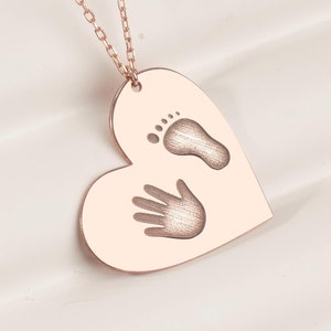 Personalized Baby Handprint Newborn Mother Gift For New Mom Minimalist Necklace Actual Baby Footprint Necklace Newborn Footprint Necklace
