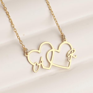 Collar con letras de corazón múltiple, dije de letras de plata, regalo de aniversario, collares con letras para mujer, regalo del día de San Valentín, collar con corazón en capas
