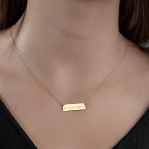 Regalos de collar de plata coordinados personalizados / Regalo de collar de motivación / Collar con nombre de barra personalizado / Colgante de plata con placa de identificación / Regalo de Navidad para amante