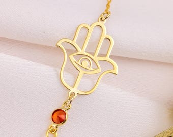 Evil Eye Bracelet For Women Hamsa Bracelet Gift Birthstone Bracelets Silver Bracelet Evil Eye Gift For Mothers Day Hamsa Hand Bracelet Charm