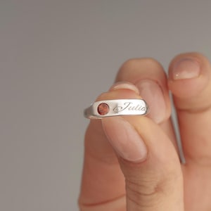 Custom Name Ring with Birthstone For Mom Sterling Silver Name Ring Dainty Birthstone Ring Custom Birthstone Ring Adjustable Birthstone Ring