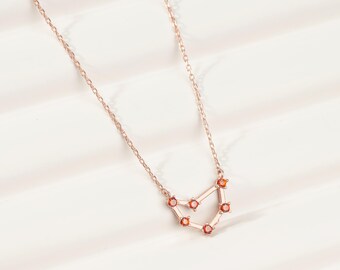 Opal Zodiac Constellation Necklace, Sterling Silver Horoscope