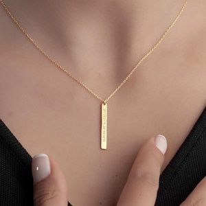 Regalos de collar de plata con motivación personalizada/Regalo de collar coordinado/Collar con nombre de barra personalizado/Colgante de plata con placa de identificación/Regalo de Navidad para amante
