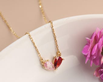 Collana con due pietre portafortuna • Delicato gioiello personalizzato in argento sterling