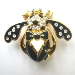 Vintage Joan Rivers Tuxedo Bow tie Bee Pin Brooch Rare Finds Collectibles