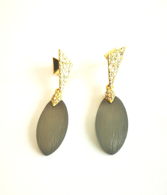 ALEXIS BITTARアレクシス　ビッター　イヤリング 100% Authentic ALEXIS BITTAR Steel Blue Lucite/ Crystal