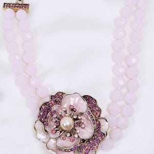 Preloved Vintage H eidi Daus Pink Perlen mit Pink Kristallen Blumen Statement Halskette Seltene Funde Sammlerstücke
