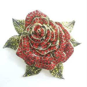 Preloved Vintage H eidi Daus Large Red Flower Crystals Brooch Pin Rare Finds Collectibles