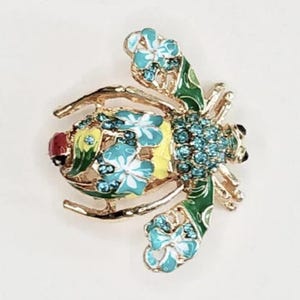 Vintage Joan Rivers Aqua Blue floral Bee Pin Brooch Rare Finds Collectibles