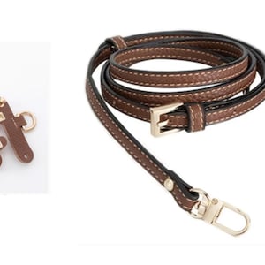 Schultergurt aus Leder für Le Pliage Mini Tasche mit Griff Klassische Braun Farbe (nur Gurt und 2 Schnallen) NEUE VERSION