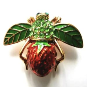 Vintage Joan Rivers Strawberry Bee Enamel Pin Brooch Rare Finds Collectibles
