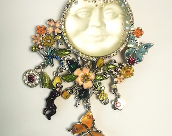 Vintage Kirks Folly grote Venus Seaview Moon Face brochespeld zeldzame vondsten verzamelobjecten