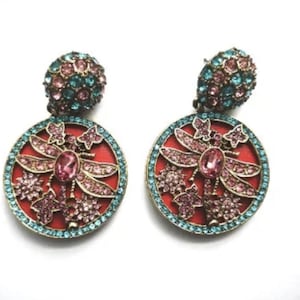 Brincos Vintage Heidi Daus Cristais Rosa Usados Pendurados Vintage Achados Raros Colecionáveis