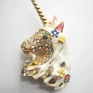 Vintage Kirks Folly Unicorn Horse Crystals Brooch Pin Rare Finds Collectibles