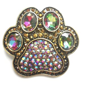 Usado Vintage H eidi Daus Paw Cristais Broche Pin Raros Achados Colecionáveis
