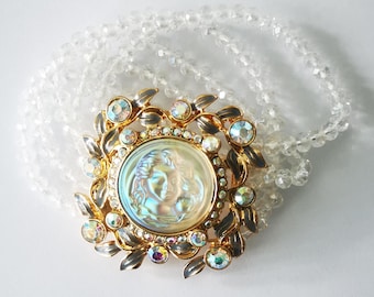 Pulsera vintage Kirks Folly Clear Dream Angel con cuentas de diamantes de imitación, hallazgos raros, coleccionables