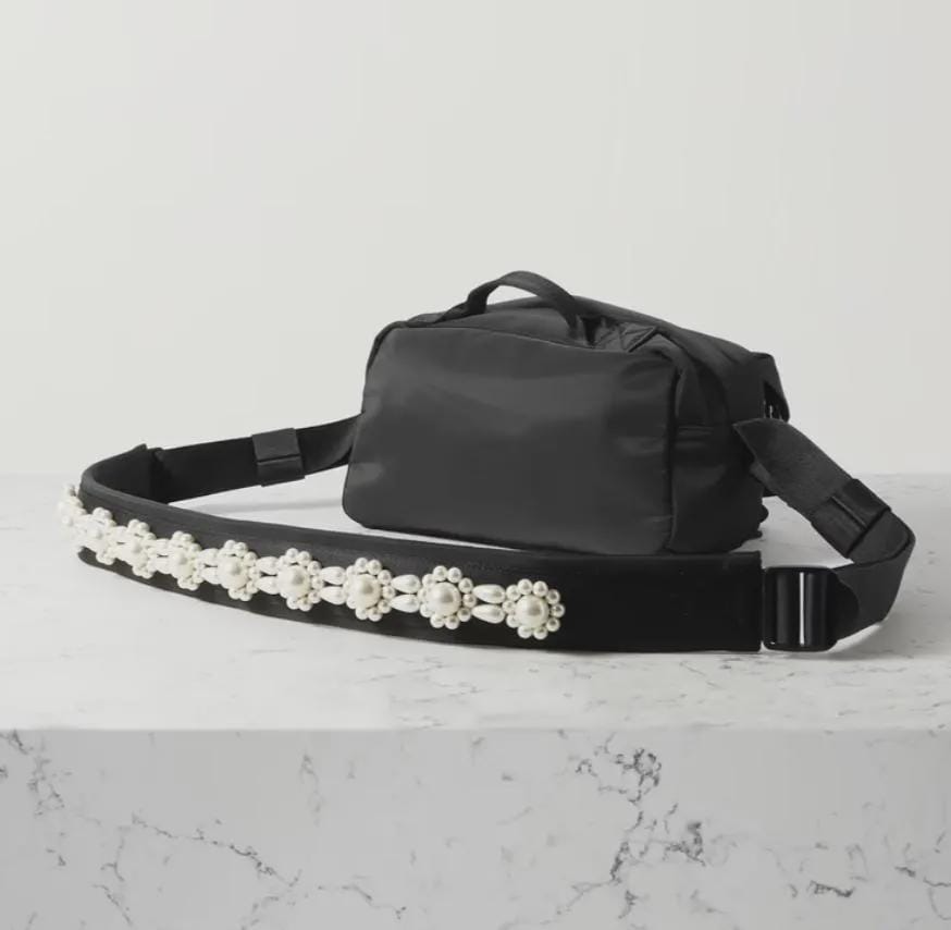 Bow and Faux Pearl-embellished Shell Belt Bag Crossbody Bag Simone