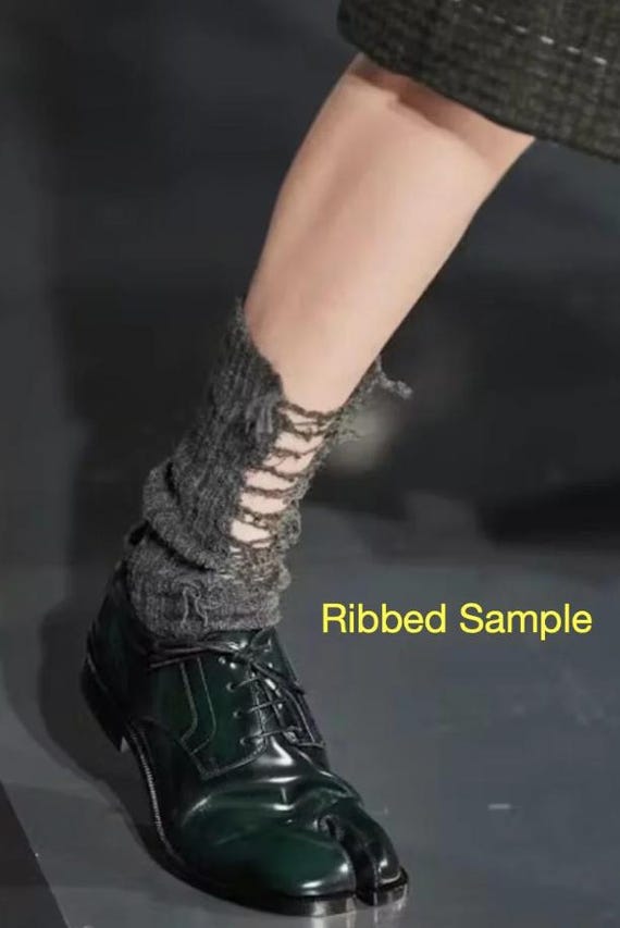 Vintage MM6 Maison Margiela Paris Distressed Rib Socks Calf  display picture 1