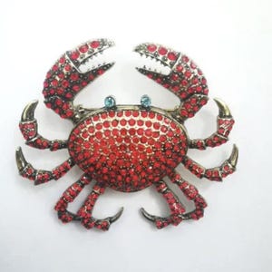 Usado Vintage H eidi Daus Queen Crab Cristais Broche Pin Raros Achados Colecionáveis