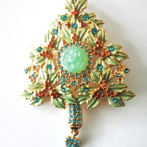 Vintage Kirks Folly Christmas Tree Crystals Brooch Pin Rare Finds Collectibles