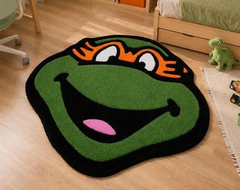 Alfombra con personajes de dibujos animados de los 90 – Alfombra acrílica tejida a mano, divertida alfombra nostálgica, decoración retro para habitaciones infantiles, regalo personalizado