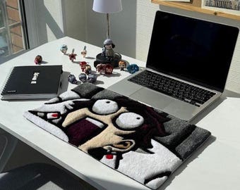 Anime Tufted Keyboard Rug, Handmade Desk Mat, Custom Kawaii Mouse Pad, Gamer Computer Mat, Unique Tufted Rug Gift