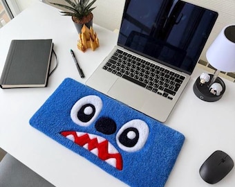 Cartoon Keyboard Rug | Handmade Wrist Rest | Cute Desk Mat | Funny Gaming Desk Decor | Tufted Keyboard Mat