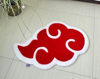 Handmade Red Cloud Rug, Ninja Anime, Otaku Decor