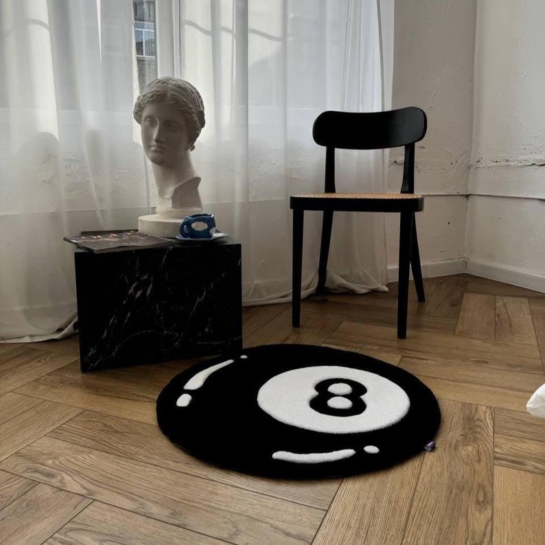 Number 8 Rug 8 Ball Rug | Round Hand-tufted Carpet for Game Room, Teen Bedroom - Etsy