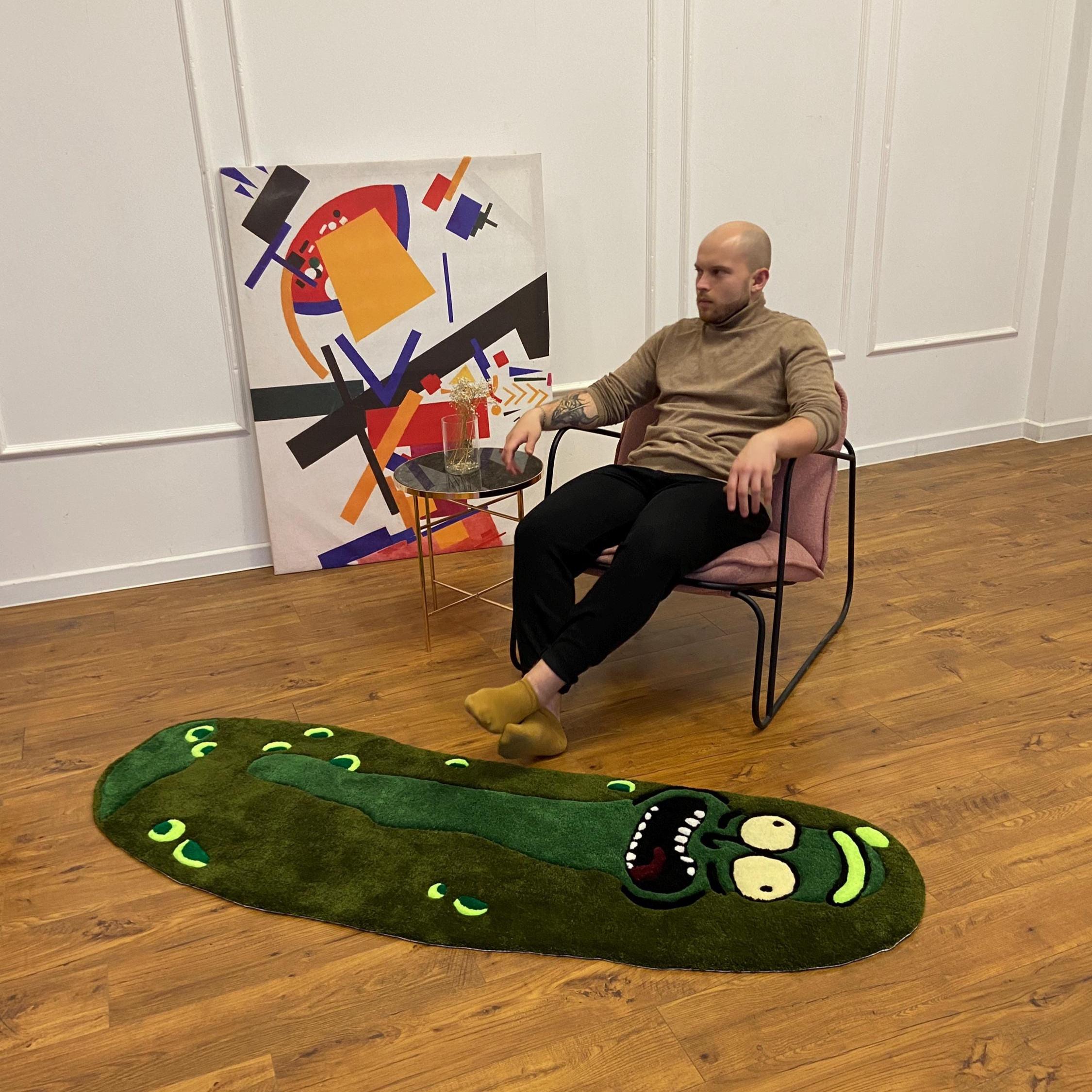 Pickle Meme Rug, Funny Tufted Carpet, Viral Room Decor, Handmade Meme ...