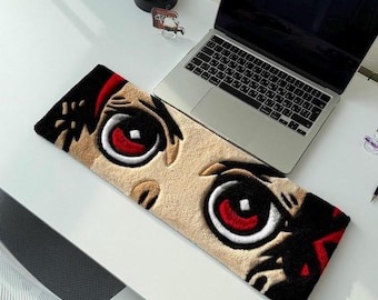 Anime bureaumat – Op maat getuft tapijt voor gaming-opstelling, gamerbureaudecor, zacht toetsenbordtapijt, anime kameraccessoire cadeau