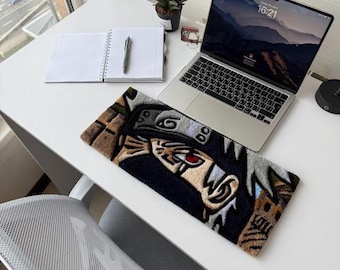 Anime Desk Mat, Custom Kawaii Tufted Rug, Gaming Mouse Pad, Cute Keyboard Mat, Unique Gamer Decor Gift