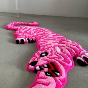 Hand tufted tiger rug, custom animal rug, unique statement rug, modern home decor, colorful big cat floor rug